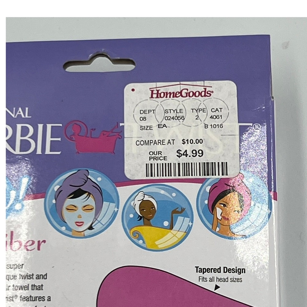 Turbie Twist Microfiber Hair Towel Unisex OS Pink Brand New Absorbent Wrap